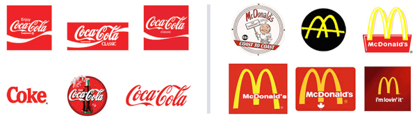 logo cai tien cua mcdonalds va coca cola