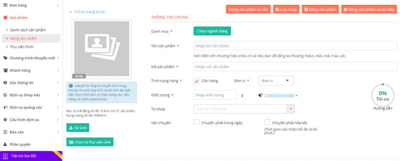 dang san pham ban hang tren sendo