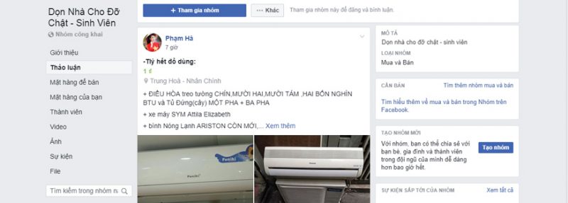 group facebook ban hang thanh ly