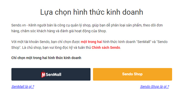 lua chon hinh thuc kinh doanh tren sendo