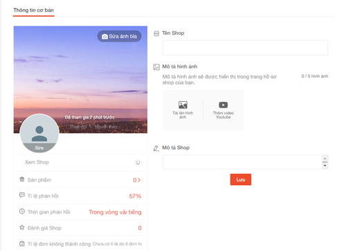 thiet lap cua hang shopee