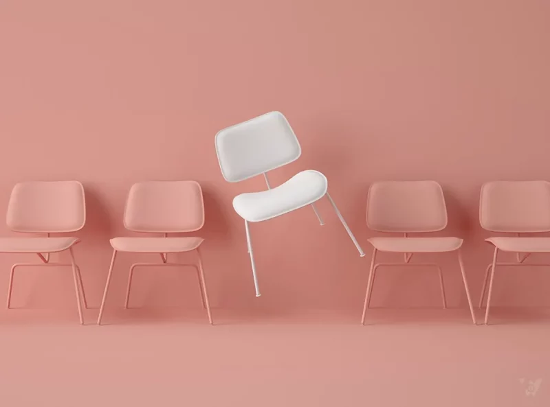 3d illustration row chairs with