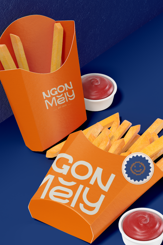 french fries box mockup dropped