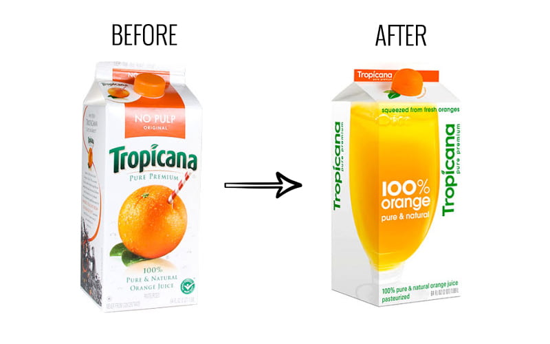 Tropicana Packaging before after Lead the change community Case study thú vị về thay dổi bao bì của Tropicana