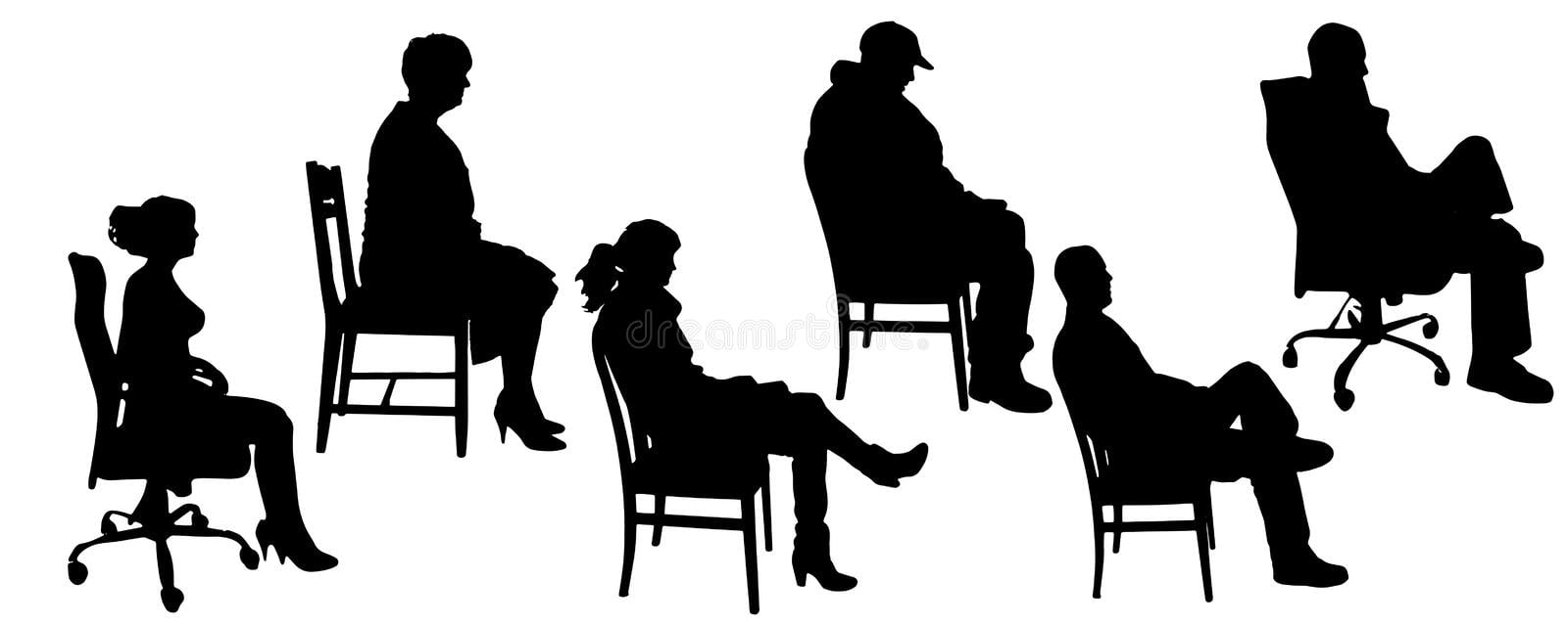 vector silhouette people sitting white background 47638275