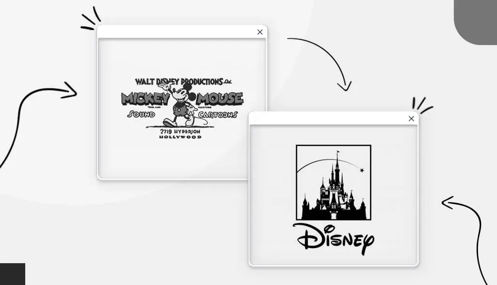 Header Evolution of Disney logo