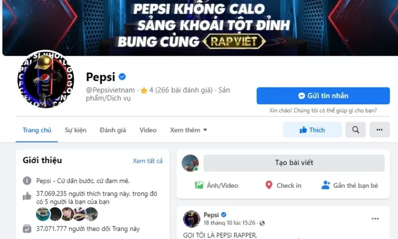 kenh quang cao cua pepsi