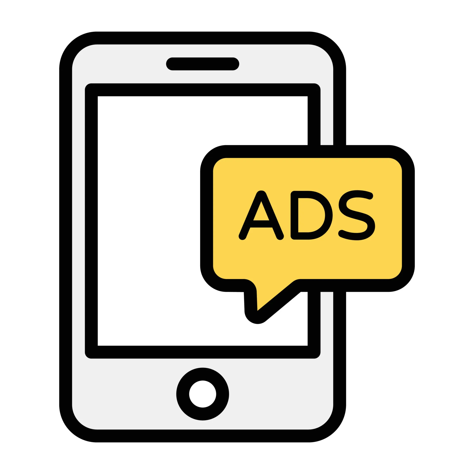mobile ads icon in flat design e